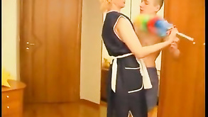Blonde Maid Teases Lad With A Duster And Her Old Mouth – Watch Free HD Video on SexOmg